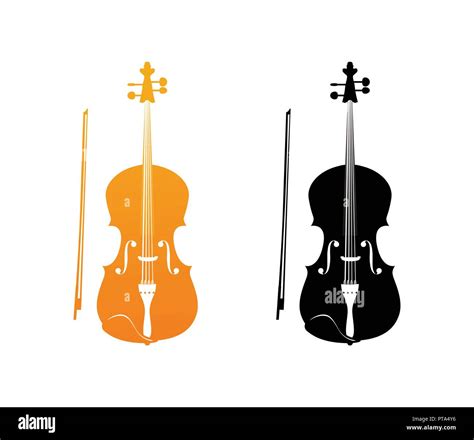 Icons Of Fiddle In Golden And Black Colors Orchestra Violin Music