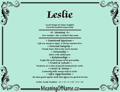 Leslie Meaning Of Name