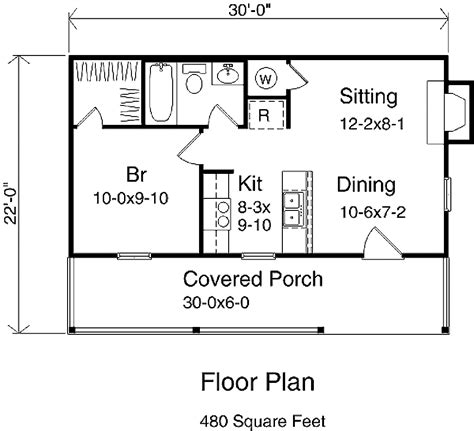 Cabin Style House Plan 1 Beds 1 Baths 480 Sqft Plan 22 127