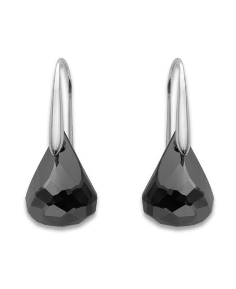 Lyst Swarovski Jet Hematite Crystal Lunar Earrings In Black