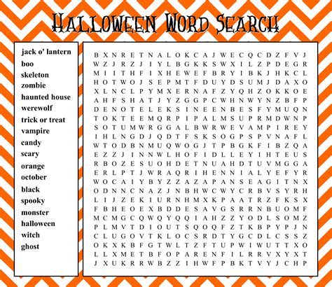6 Best Halloween Word Search Printable Large