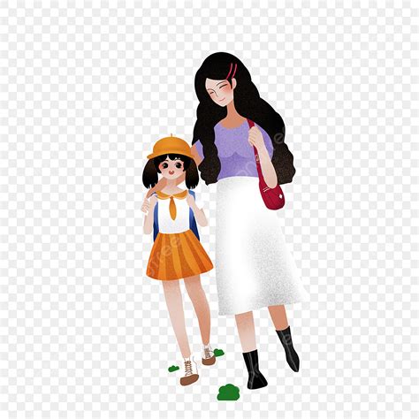 รปBeautiful Mother babe Girl White Dress Cartoon Characters PNG Cartoon Characters