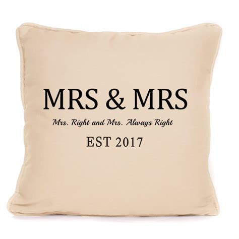 personalised mrs and mrs throw pillow cushion with pad lesbian lgbt same sex gay couple