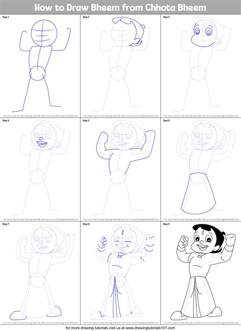 How To Draw Bheem From Chhota Bheem Printable Step By Step Drawing