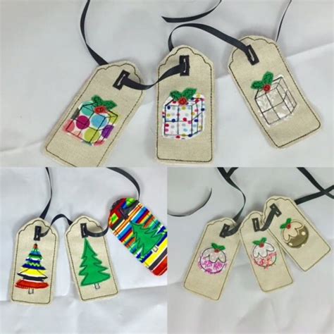 In The Hoop Christmas Present Gift Tags Machine Embroidery Etsy