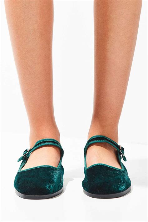 Urban Outfitters Velvet Mary Jane Flat In Green Lyst