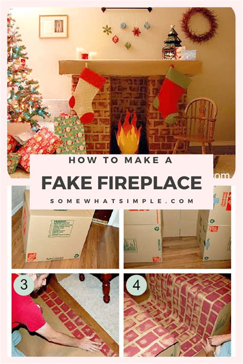 Faux Fireplace Made From Cardboard Diy Christmas Fireplace Christmas