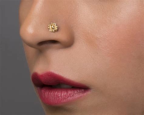 Nose Stud Gold Nose Ring 22 Karat Gold Stud Indian Nose Etsy