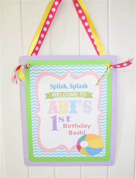 POOL PARTY Happy Birthday Or Baby Shower Door Or Welcome Sign Etsy