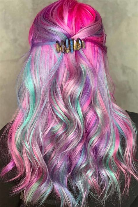 cotton candy long hair half up cottoncandyhair are you searching for cotton candy hair ideas
