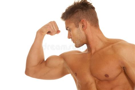 Strong Men Flex Bicep Serious Stock Image Image Of Isolated Active