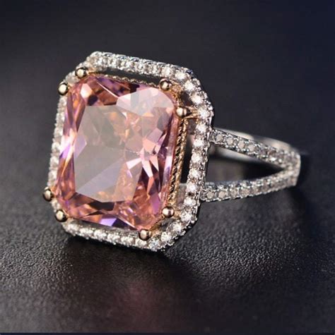 Pink Sapphire Ring 925 Sterling Silver Ring Lab Created Pink Etsy