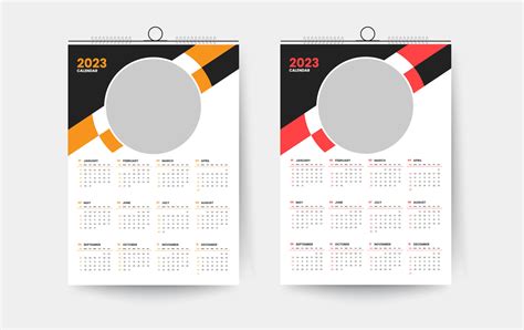 2023 One Page Wall Calendar Design Template 10450997 Vector Art At Vecteezy