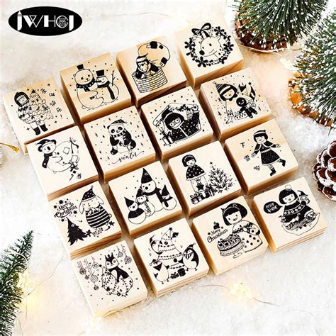 1pcs Colorful Christmas Wooden Rubber Stamps For Scrapbooking Album
