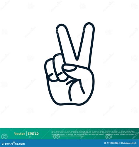 Peace Victory Gesture Finger Icon Vector Logo Template Illustration
