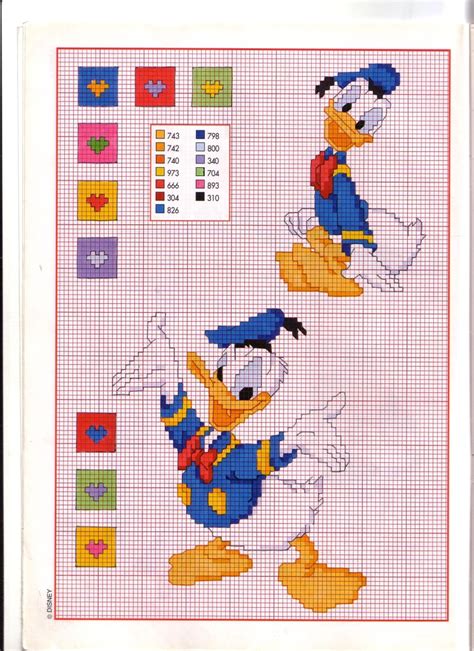 Cross stitch designs look beautiful when stitched on blankets, baby quilts, tablecloths and more! Donald Duck funny and smiling cross stitch pattern - free ...