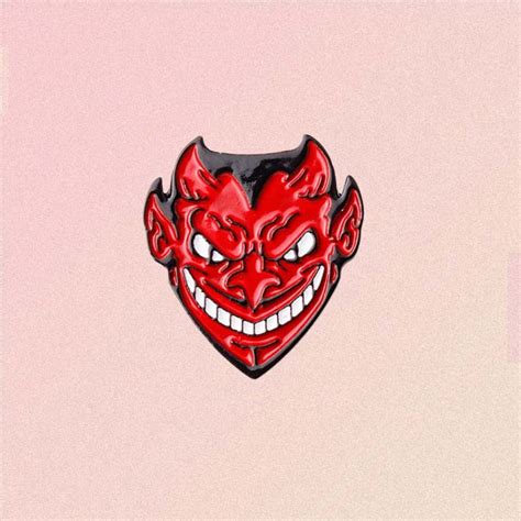 Red Devil Head Enameled Pin Goth Aesthetic Shop