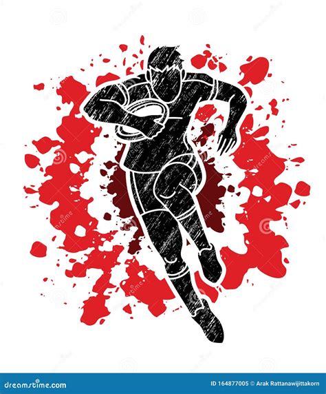 Rugby Player Action Cartoon Sport Graphic Stock Vector Illustration