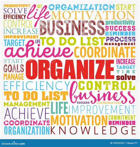 Organize Word Cloud Collage Business Concept Background Stock