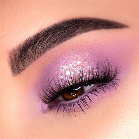 Lilac And Glitter Eye Shadow Look Purple Makeup Purple Eye Makeup