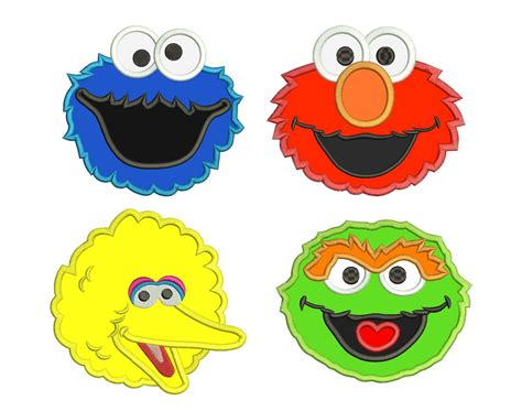 Elmo Cookie Monster Big Bird Oscar Sesame Street Applique Designs