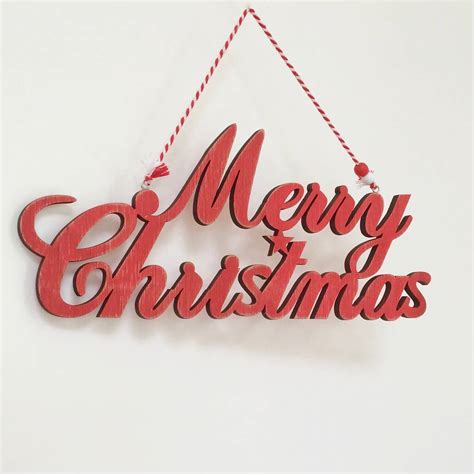 Large Red Merry Christmas Hanging Sign By Chapel Cards | notonthehighstreet.com