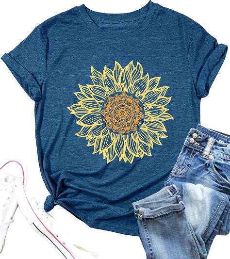 Sunflower Shirts For Women Flower Graphic Tees Shirts Inspirational