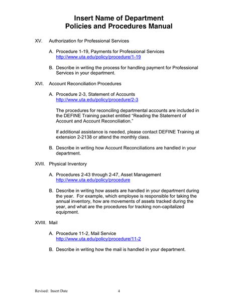 Departmental Policies And Procedures Manual Template In Word And Pdf