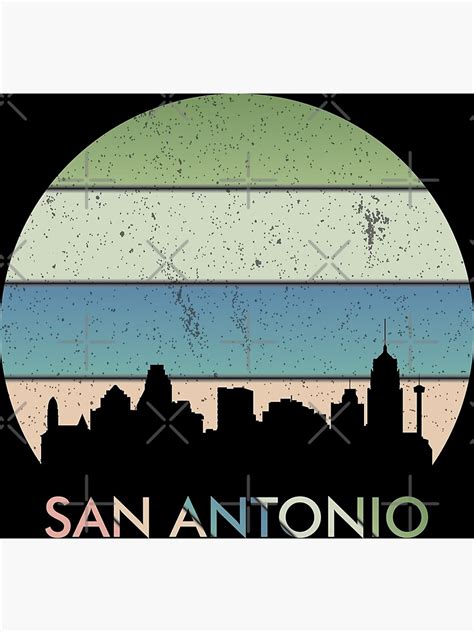 San Antonio Vintage Design Silhouette Design Sunset Design San Antonio Skyline Photographic