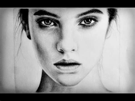 Next, draw 2 almond shapes on the horizontal line to make the eyes, and draw a nose so the bottom of the nose is halfway between the eyes and the chin. Drawing a Realistic Female Face - YouTube