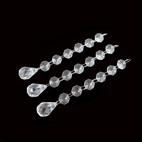 10 Pcs Acrylic Plastic Crystal Clear Beads Garland Teardrop Octagonal