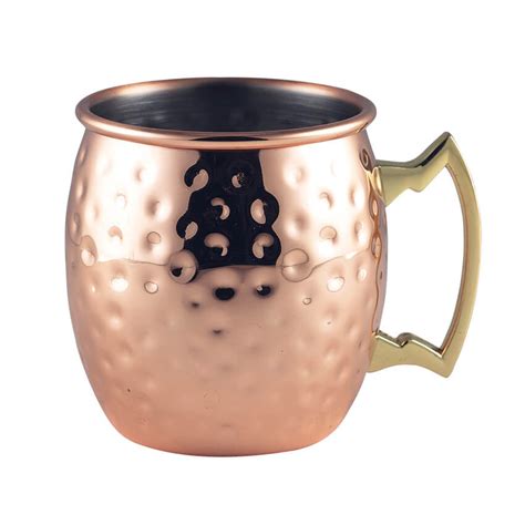 Moscow Mule Mug Hammered Stainless Steel Copper Colored 400ml