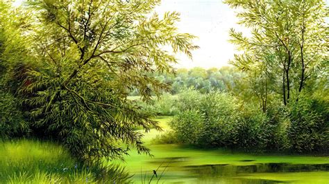 Nature Painting Canvas Wallpaper For Desktop 1920x1080 Full Hd