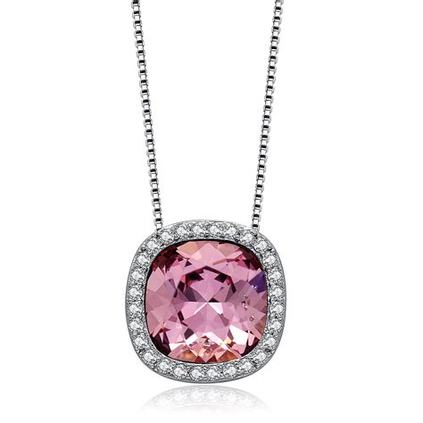 Square Pink Swarovski Crystal Necklace Wholesale Jr Fashion Accessories
