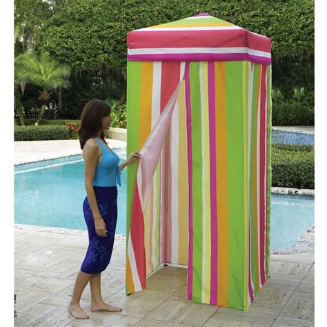 The Instant Changing Room Hammacher Schlemmer Pool Changing Rooms