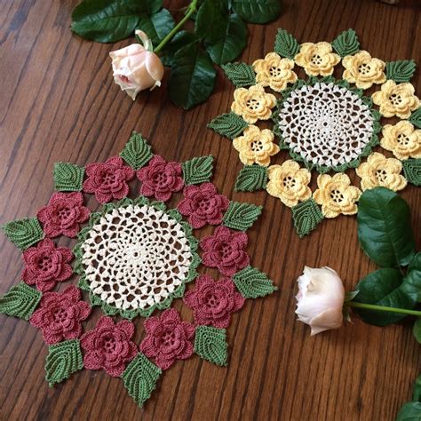 Crochet Doily Made To Order Crochet Flower Doily Rose Etsy