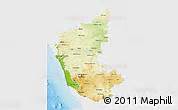 It has all travel destinations, districts, cities, towns, road. Physical 3D Map of Karnataka, shaded relief outside