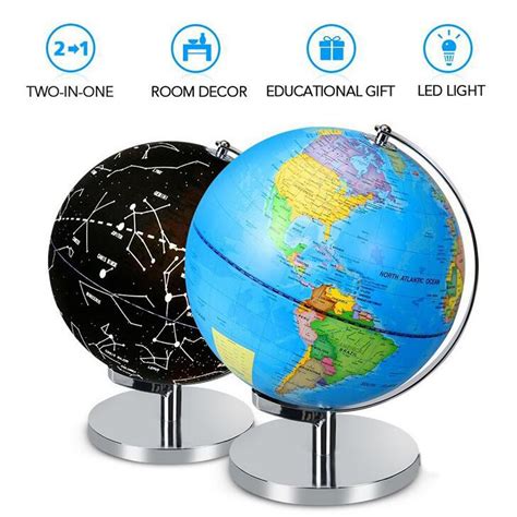 Illuminated Spinning World Globe Constellation Map Globe Night Light