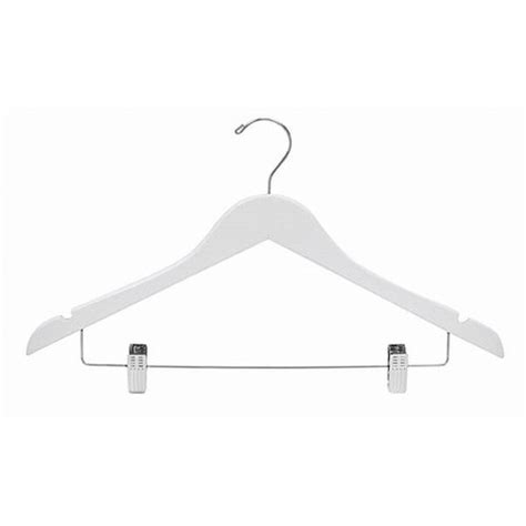104wt White Wooden Suit Hanger With Clips Logo Hangers