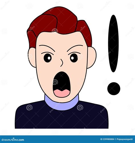 Scream Shout And Surprise Face Expression Man Character Stock Vector