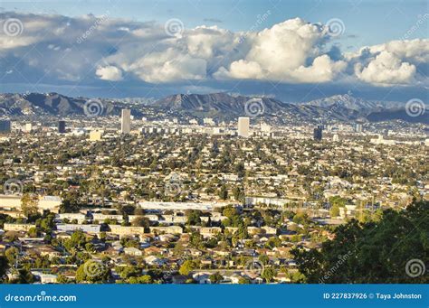 Veiw Of A City Skyline From High Up On An Overlook Stock Photo Image