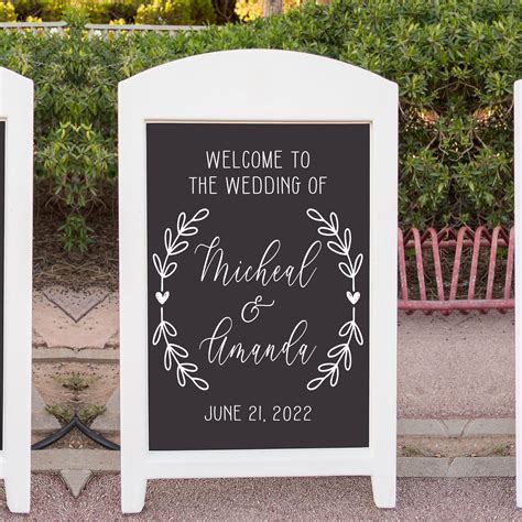 Welcome Wedding Sign Chalkboard Decal Custom Sign Rustic Etsy
