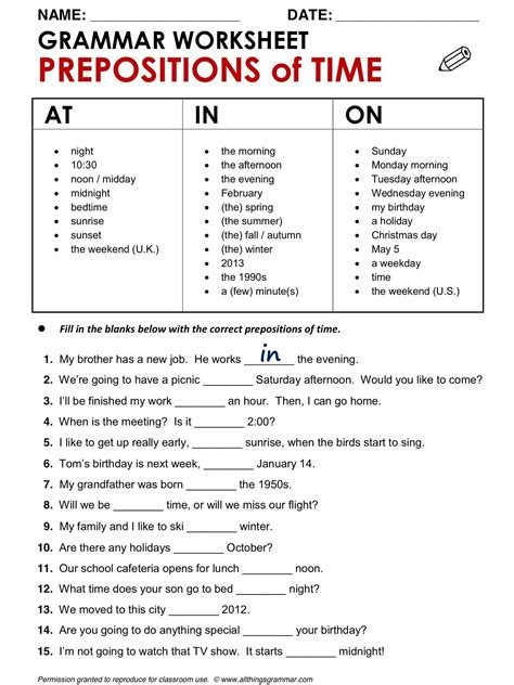 Grade 5 English Worksheets With Answers