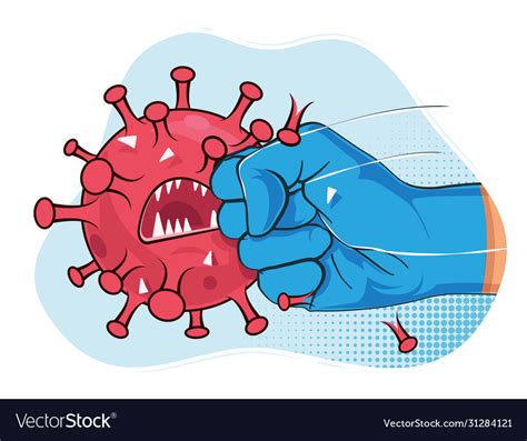 Fight Coronavirus Strong Arm In Blue Medical Vector Image