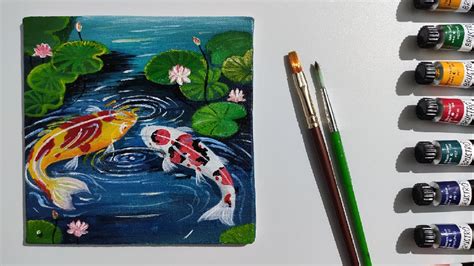 Easy Koi Fish Acrylic Painting Tutorial For Beginners Beautiful Fish