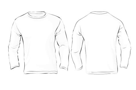 Mens Long Sleeved Tshirt Template White Color Stock Illustration Download Image Now Istock