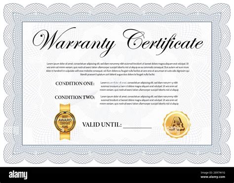Company Products Quality Warranty Certificate Template With Guilloche