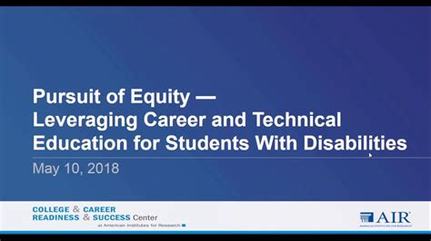 Pursuit Of Equity Leveraging Cte For Students With Disabilities Youtube