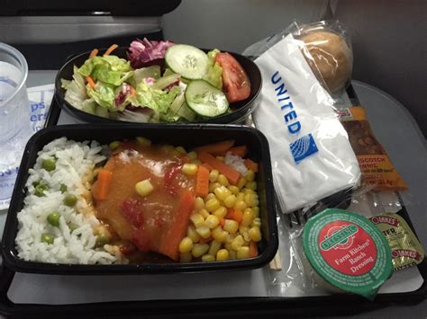 Free Beer And Wine Upgraded Meals In United Airlines International Economy Class Live And
