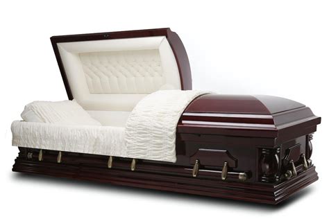 Funeral Casket Elite Cherry Casket With Ivory Velvet Interior